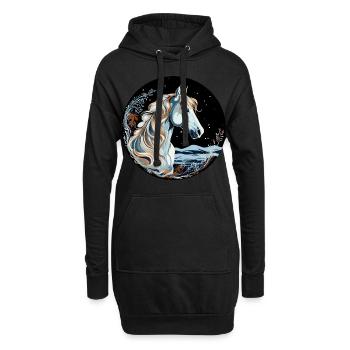 Pferd Winter - Hoodie-Kleid - Schwarz - Vorne