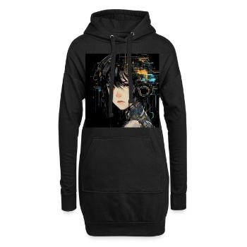 Anime Augen Digital - Hoodie-Kleid - Schwarz - Vorne
