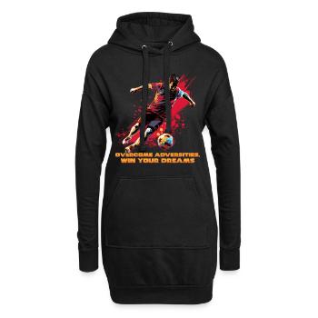 Un footballeur dans l’action dynamique, le pop-art moderne - Sweat-shirt à capuche long Femme - noir - Devant