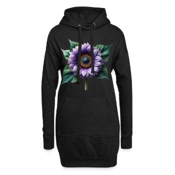 Sonnenblume violett Blumenranke Blume floral - Hoodie-Kleid - Schwarz - Vorne