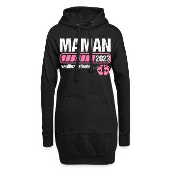 Maman en 2023 annonce naissance cadeau femme - Sweat-shirt à capuche long Femme - noir - Devant