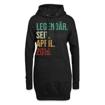 Legendär. Seit. April. 2016. Retro Birthday - Hoodie-Kleid - Schwarz - Vorne