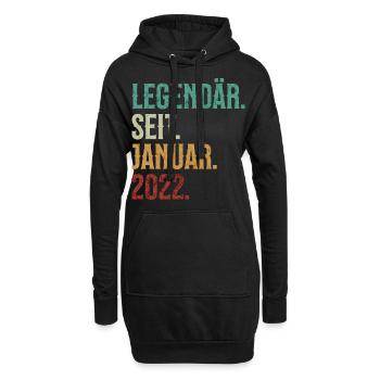 Legendär. Seit. Januar. 2022. Retro Birthday - Hoodie-Kleid - Schwarz - Vorne