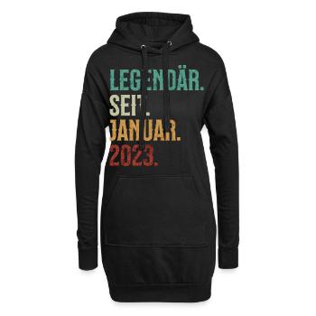 Legendär. Seit. Januar. 2023. Retro Birthday - Hoodie-Kleid - Schwarz - Vorne
