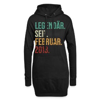 Legendär. Seit. Februar. 2013. Retro Birthday - Hoodie-Kleid - Schwarz - Vorne
