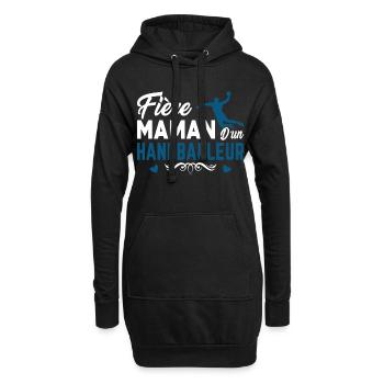 stolze Mutter eines Handballers - Hoodie-Kleid - Schwarz - Vorne