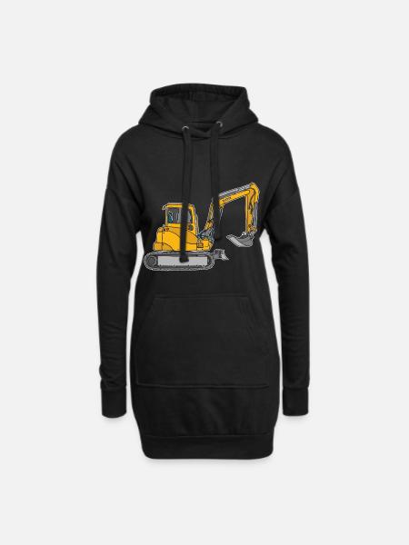 Yellow digger / excavators - Hoodie Dress - black