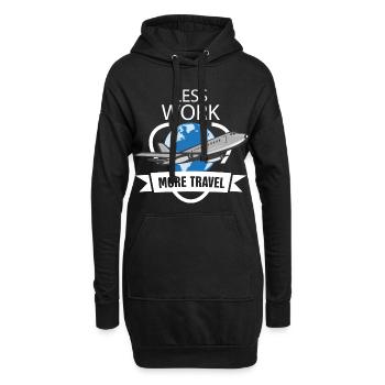 Less work more travel - Hoodie-Kleid - Schwarz - Vorne