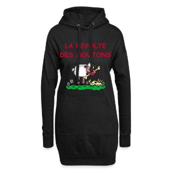 La révolte des moutons - Sweat-shirt à capuche long Femme - noir - Devant