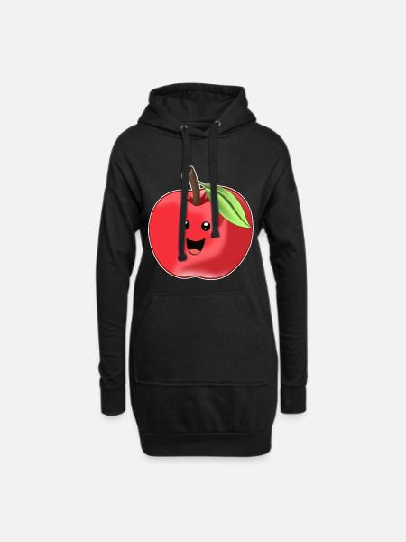 Lustiger Süßer Apfel - Hoodie-Kleid - Schwarz