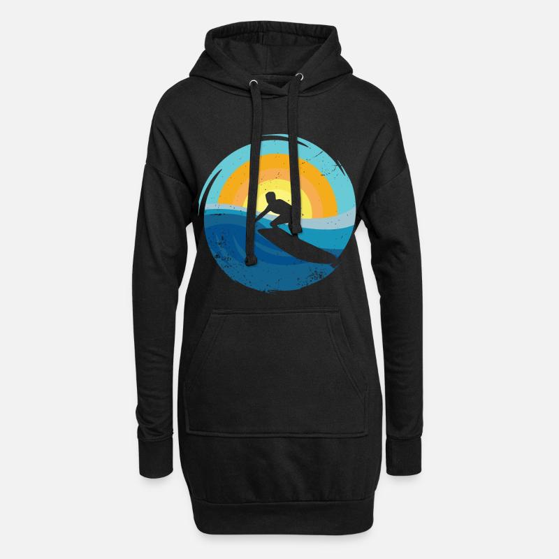 Surfer - Surfboard - Hoodie-Kleid - Schwarz