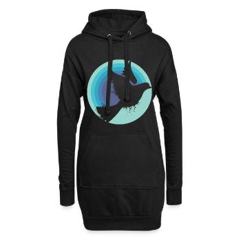 Friedenstaube - Hoodie-Kleid - Schwarz - Vorne