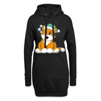 Katze Schlafen Nachtmütze - Hoodie-Kleid - Schwarz - Vorne