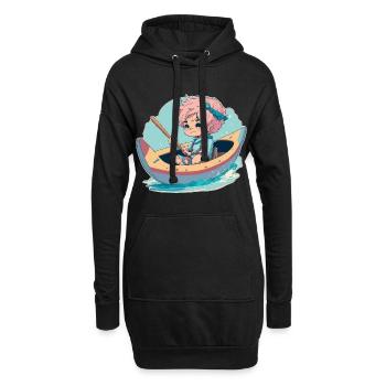 Junge im Kanu - Hoodie-Kleid - Schwarz - Vorne