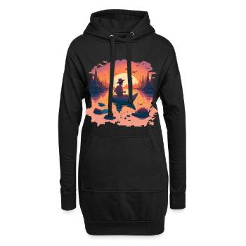 Fischer im Herbst - Hoodie-Kleid - Schwarz - Vorne