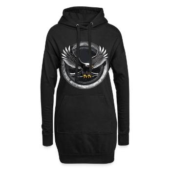 Adler Logo im Kreis - Hoodie-Kleid - Schwarz - Vorne