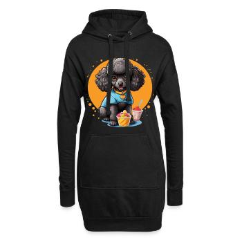 Caniche noir au dessert - Sweat-shirt à capuche long Femme - noir - Devant