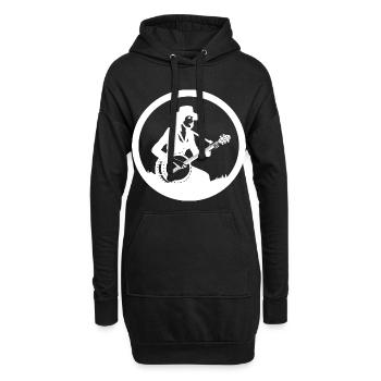 Dessin d’un joueur de banjo - Sweat-shirt à capuche long Femme - noir - Devant