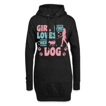 Amoureux des chiens - Sweat-shirt à capuche long Femme - noir - Devant