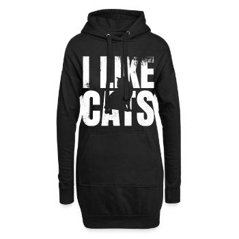 J’aime les chats - Sweat-shirt à capuche long Femme - noir - Devant