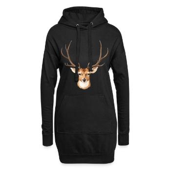 Süßer Hirschkopf - Hoodie-Kleid - Schwarz - Vorne