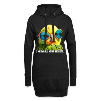 Je connais tous tes secrets Funny Budgie - Sweat-shirt à capuche long Femme - noir - Devant