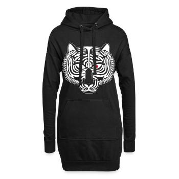 Weißer Tiger - Hoodie-Kleid - Schwarz - Vorne