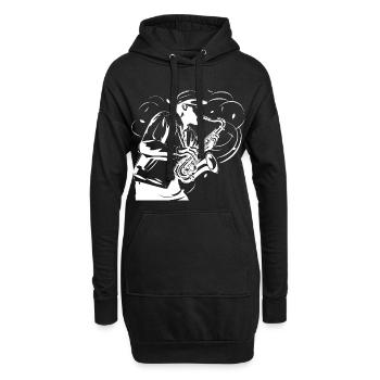 Croquis de saxophoniste - Sweat-shirt à capuche long Femme - noir - Devant