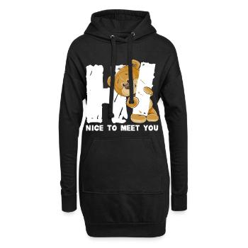 Ours en peluche mignon salutation dicton anglais - Sweat-shirt à capuche long Femme - noir - Devant