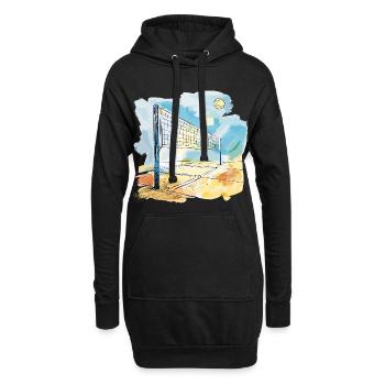 Terrain de volley-ball - Sweat-shirt à capuche long Femme - noir - Devant