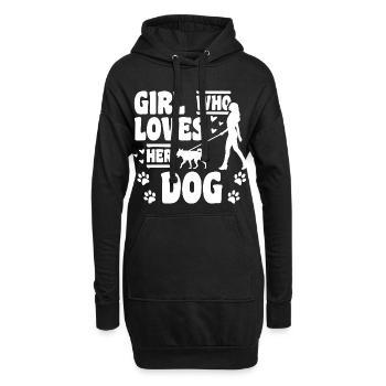 Fille qui aime les chiens - Sweat-shirt à capuche long Femme - noir - Devant
