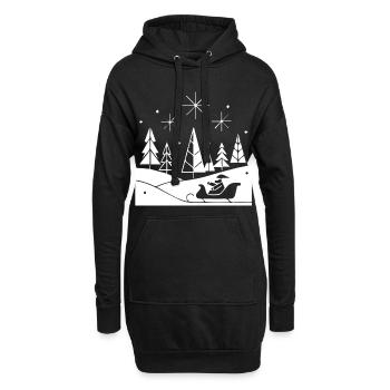  Schlittenfahrt im Schnee Weihnachts Motiv - Hoodie-Kleid - Schwarz - Vorne