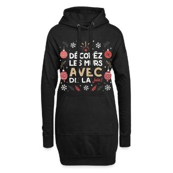 Décorez les murs avec joie - Sweat-shirt à capuche long Femme - noir - Devant