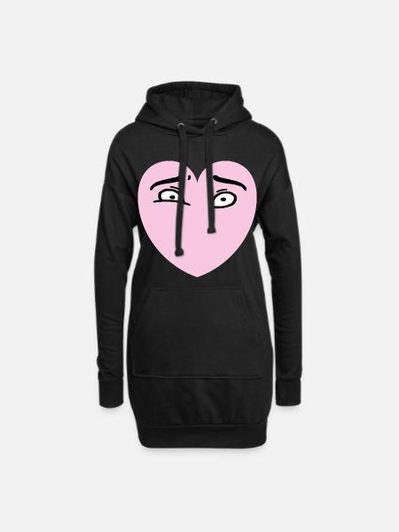 Herzaugen - Hoodie-Kleid - Schwarz