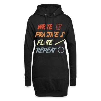 Write Practice Flute Repeat - Hoodie-Kleid - Schwarz - Vorne