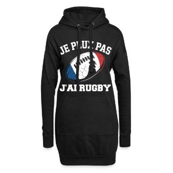Ich kann nicht, ich habe Rugby. - Hoodie-Kleid - Schwarz - Vorne