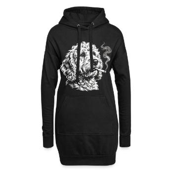 Smoking Goldendoodle : Drôle de dessin de mème de chien - Sweat-shirt à capuche long Femme - noir - Devant