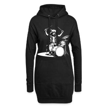 Rocker Raccoon Metal Heavy Metal Hardrock Design - Hoodie Dress - black - Front