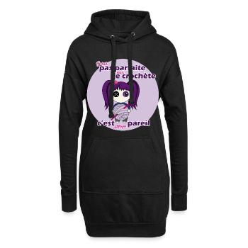 Je suis pas parfaite mais je crochète - Sweat-shirt à capuche long Femme - noir - Devant