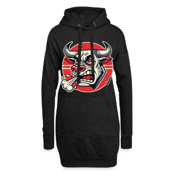 Wütender Bulle Retro-Logo - Hoodie-Kleid - Schwarz - Vorne
