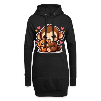 Frappe le Singe Japon - Sweat-shirt à capuche long Femme - noir - Devant