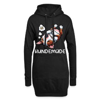 Hundemüde Miniatur Bullterrier Bully Bullterrier - Hoodie-Kleid - Schwarz - Vorne
