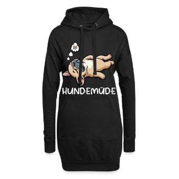 Hundemüde Französische Bulldogge Frenchie Frenchie - Hoodie-Kleid - Schwarz - Vorne