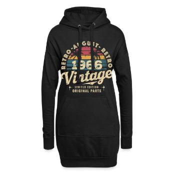 August 1966 Retro-Vintage-Geburtstagspalmen - Hoodie-Kleid - Schwarz - Vorne