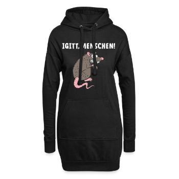 Igitt Menschen - Hoodie-Kleid - Schwarz - Vorne