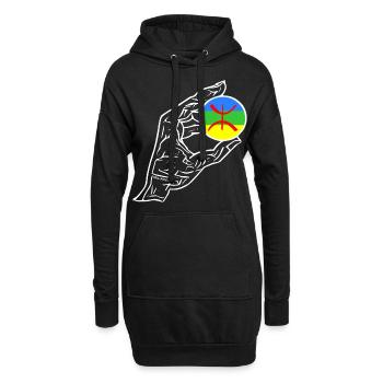 Drapeau de la main Amazigh - Sweat-shirt à capuche long Femme - noir - Devant