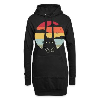 Katzenbesitzer, Katzenhalter, Vintage Retro Gesche - Hoodie-Kleid - Schwarz - Vorne