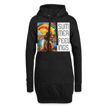 Summer Feeling: Regenbogen über einer brasilianisc - Hoodie-Kleid - Schwarz - Vorne