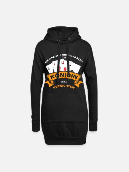 Man Reiche Mir Die Karten | Spruch Königin Skat - Hoodie-Kleid - Schwarz