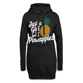 Ananas tropische hawaiianische Frucht - Hoodie-Kleid - Schwarz - Vorne